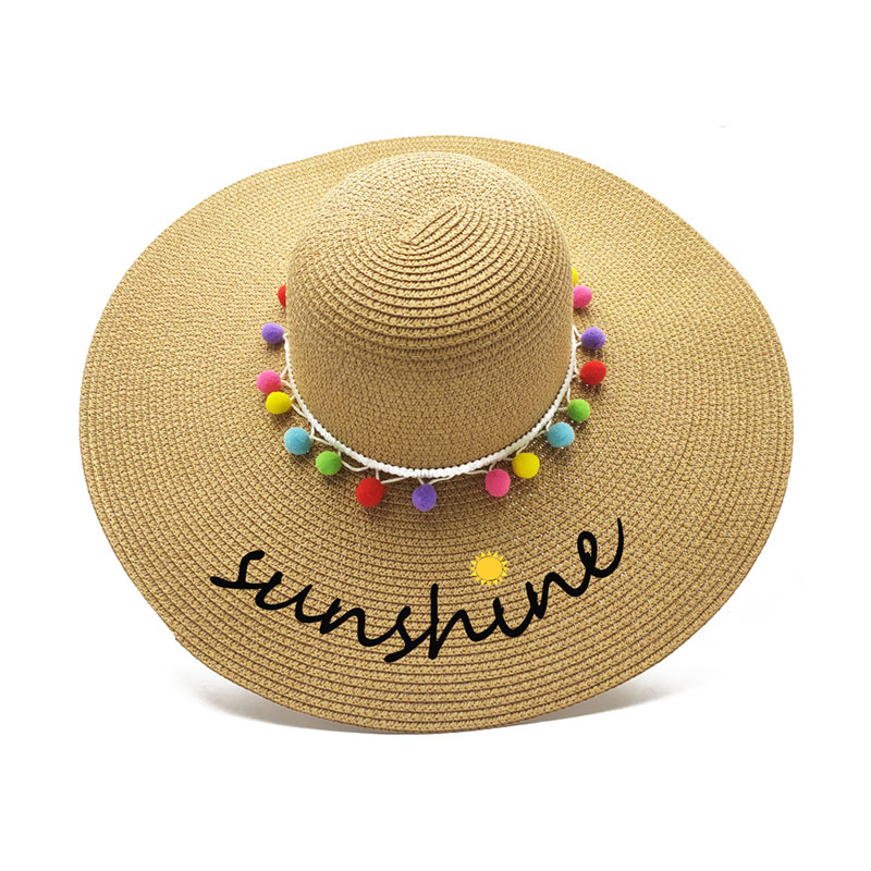 Соломенная шляпа с помпоном Trim Lady UPF 50 Floppy Straw Hat